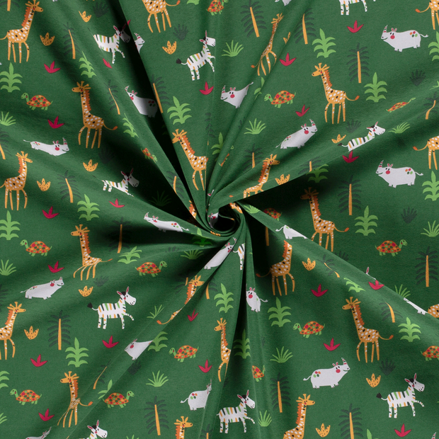 Cotton Jersey fabric Green printed 