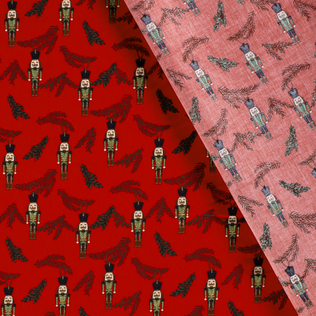 Cotton Poplin fabric Christmas ornaments printed and foil