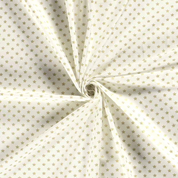 Cotton Poplin fabric Off White printed and foil 
