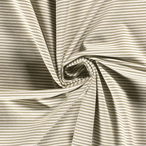 Cotton Jersey Yarn Dyed fabric Stripes Olive Green