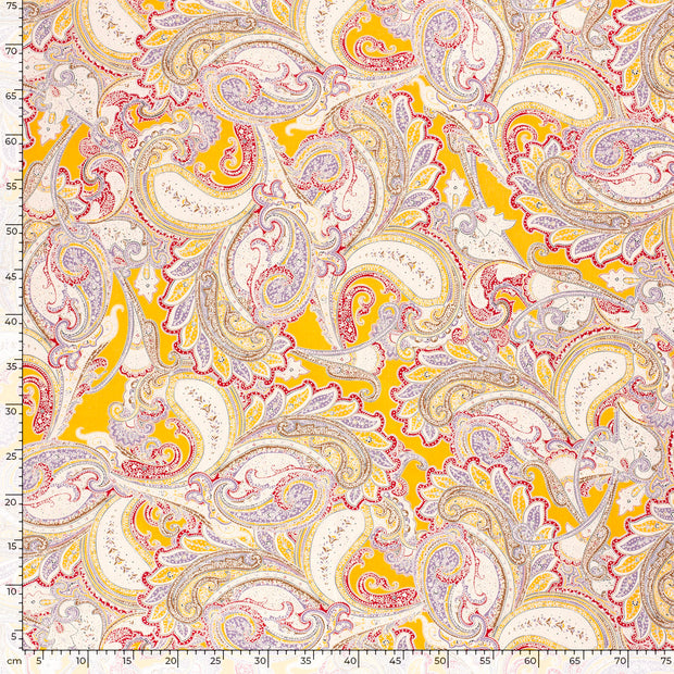 Woven Viscose Linen fabric Paisley Oker