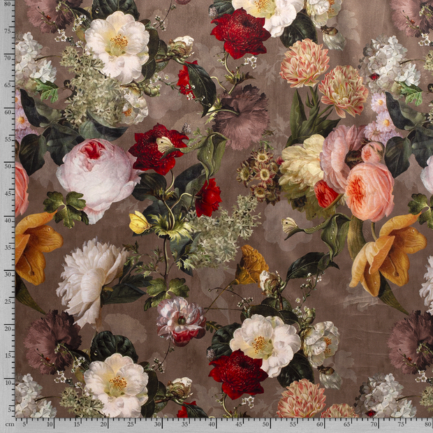 Velvet fabric Flowers digital printed 
