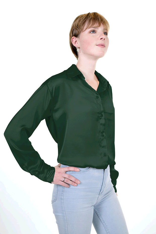 Satin fabric Unicolour Dark Green