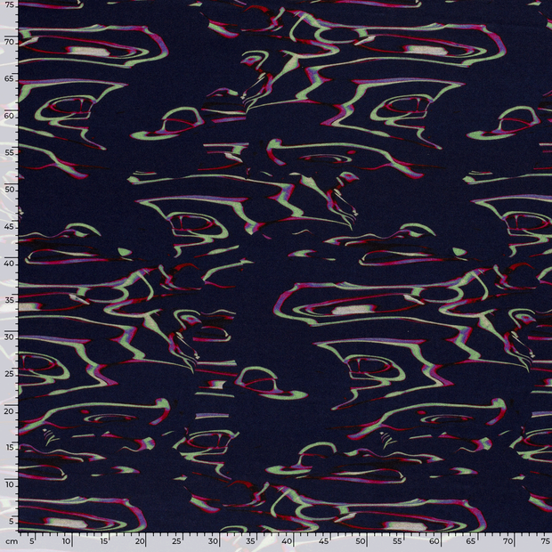 Poly Viscose Jersey fabric Abstract Navy