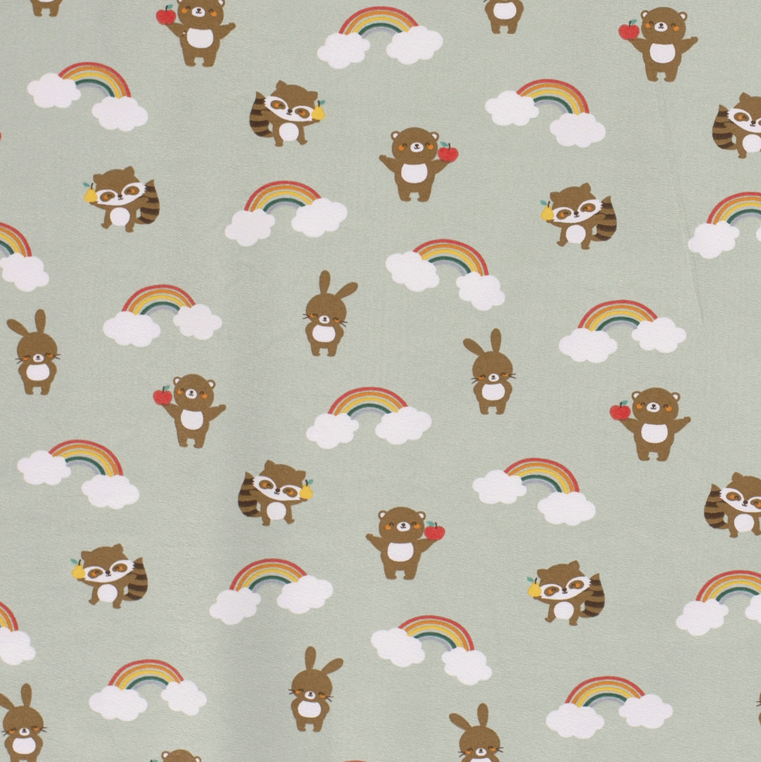 Cotton Jersey fabric Raccoons Dark Mint Wholesale fabrics