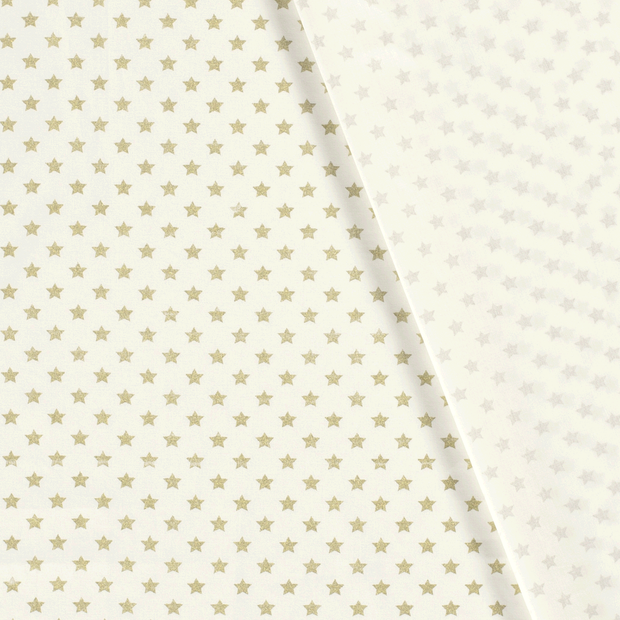 Cotton Poplin fabric Christmas stars printed and foil 
