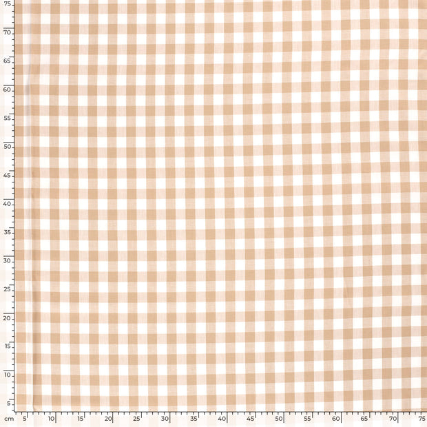 Cotton Poplin fabric Checks Camel