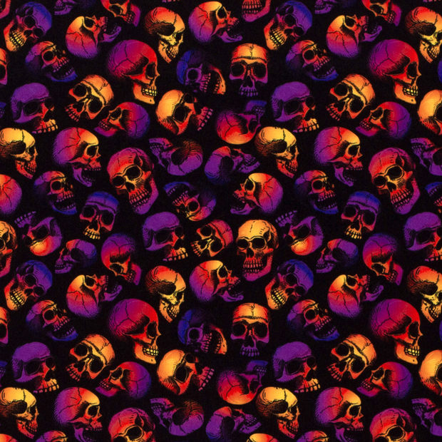 Polyester Jersey tela Calaveras Negro