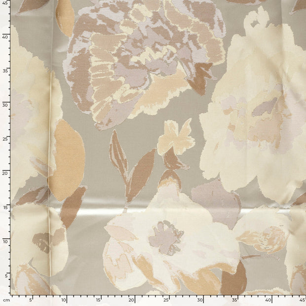 Jacquard fabric Flowers Beige