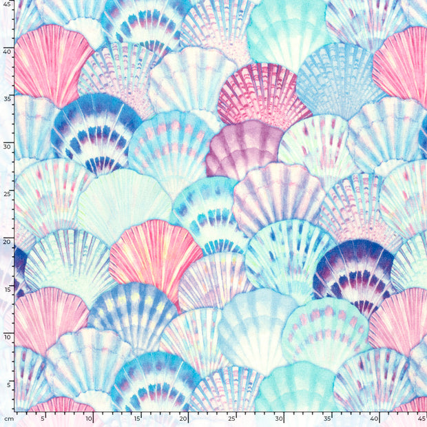 Badhanddoek stof Schelpen Babyblauw