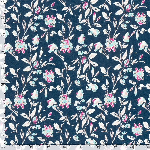 Jogging tissu fleurs Bleu Marine