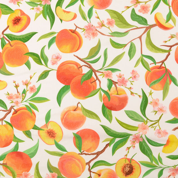 Cretonne fabric Fruits White