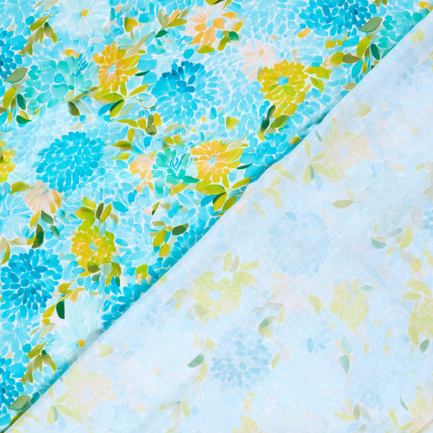 Viscose Satin fabric Flowers digital printed 