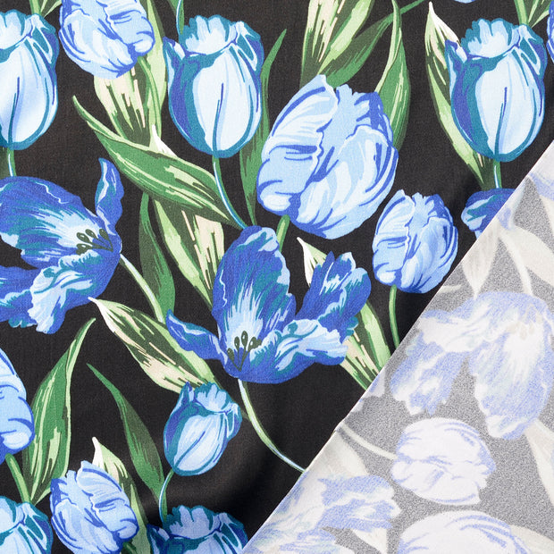 Viscose Satin fabrik Königsblau digital bedruckt 