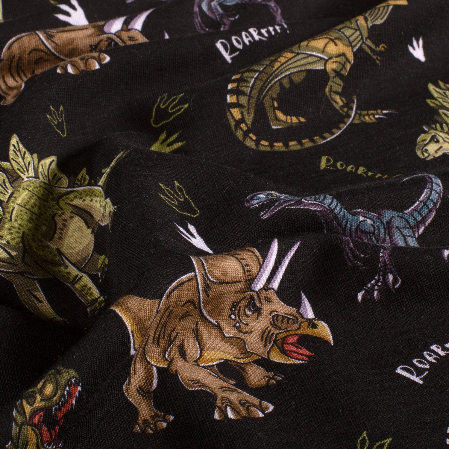 French Terry fabric Dinosaurs Black Wholesale fabrics