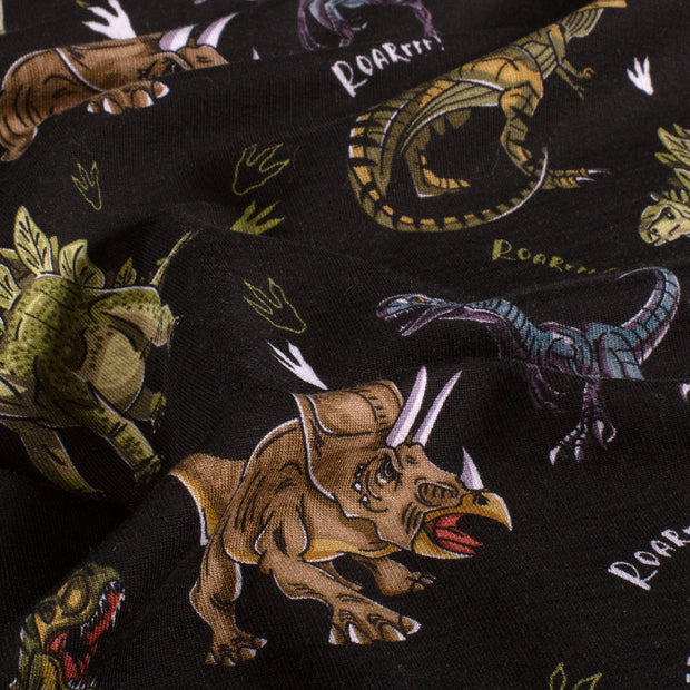 French Terry fabrik Dinosaurier Schwarz