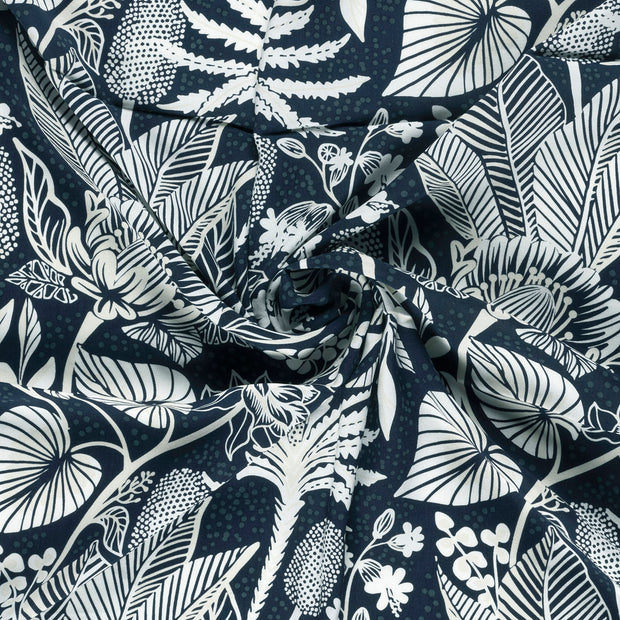 Bamboo Poplin fabric Navy printed 