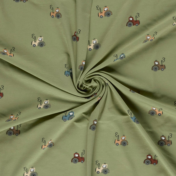 Jersey fabric Olive Green printed 