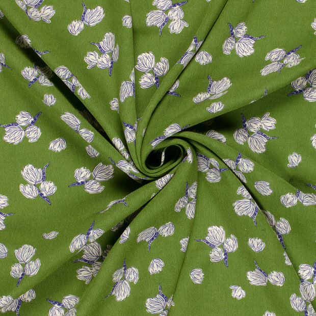 Borken Crepe fabric Olive Green printed 