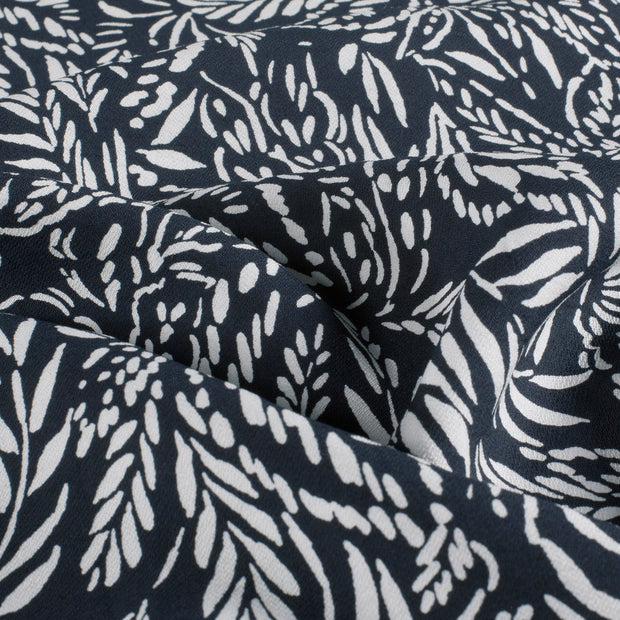 Viscose Nylon Crepe tela Hojas Azul marino