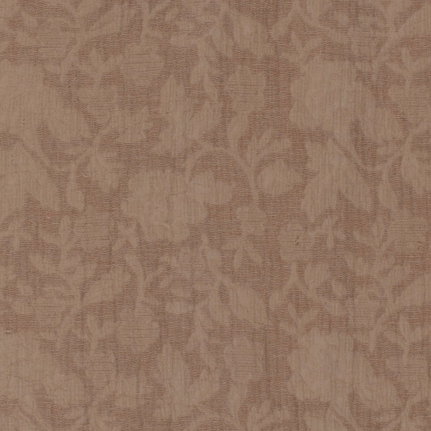 Coton Lin en Chaine et Trame tissu Feuilles Gris taupe