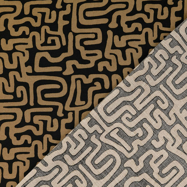 Viscose Poplin fabric Black printed 