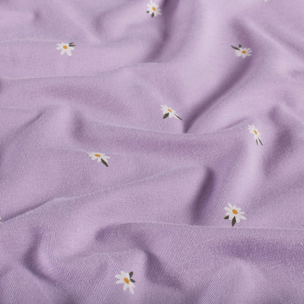 Jersey fabric Flowers Lila
