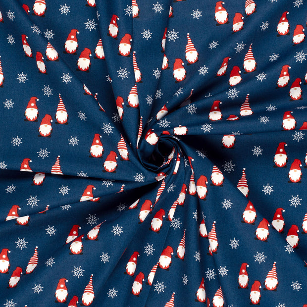 Cotton Poplin fabric Navy printed 