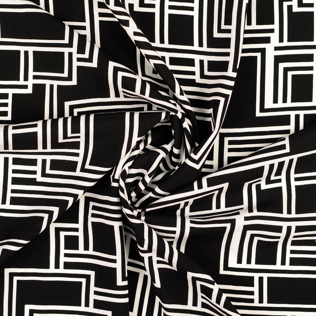 Viscose Poplin fabric Black printed 