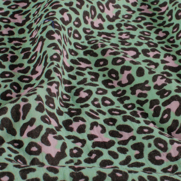 Mousseline stof Panter Mint