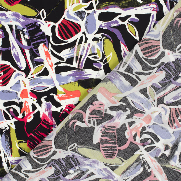 Viscose Poplin fabric Abstract printed 