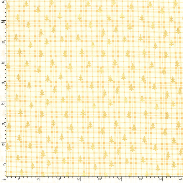 Popeline de Coton tissu arbres Blanc cassé