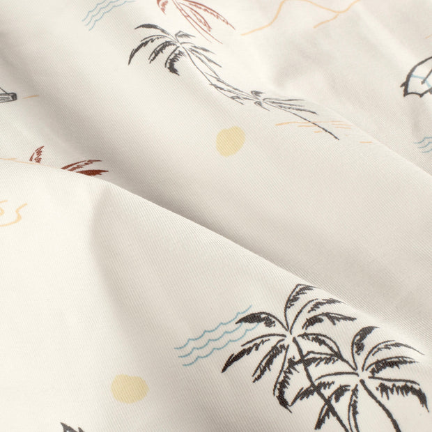 Jersey de Coton tissu Palmier Blanc cassé