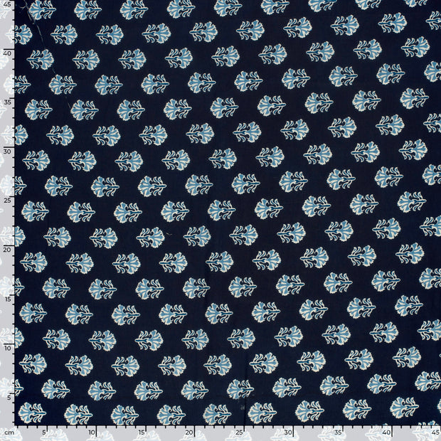 Voile fabric Abstract Indigo