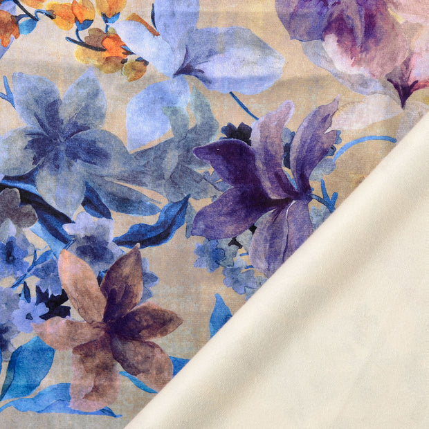 Velvet fabric Cobalt digital printed 