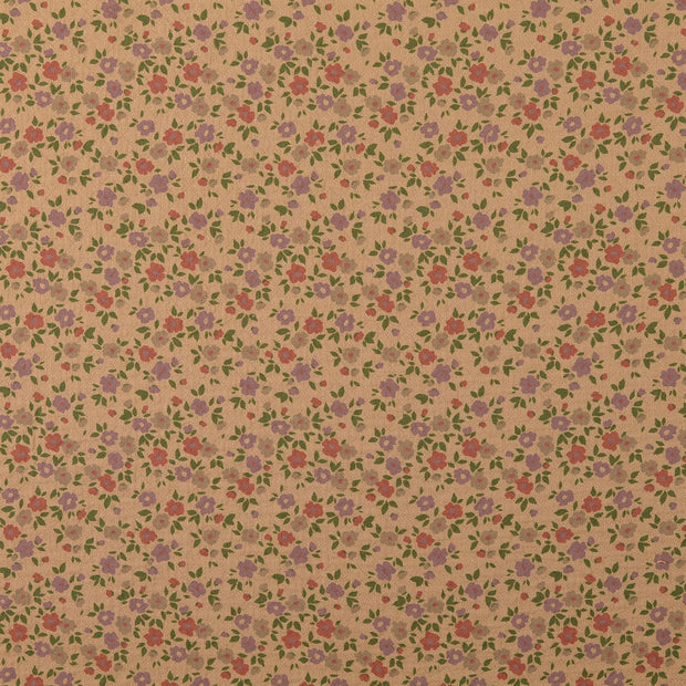 Katoen Poplin stof Bloemen Beige