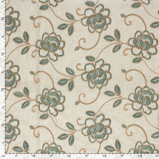  fabric Flowers Dark Mint