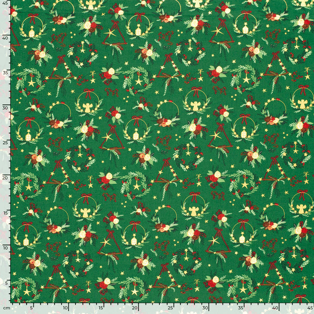 Popeline de Coton tissu Noël Vert