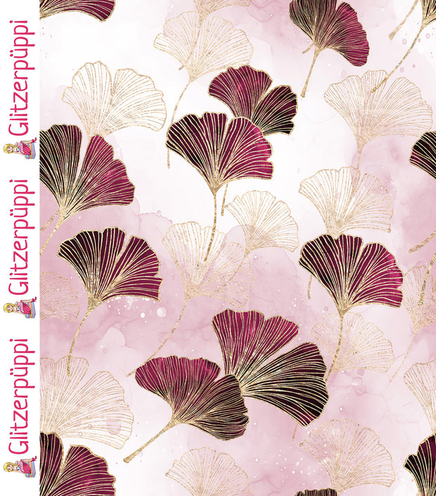 Jersey stof Ginkgo biloba Licht roze