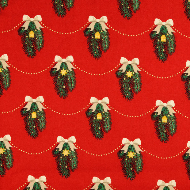  fabric Trees Red
