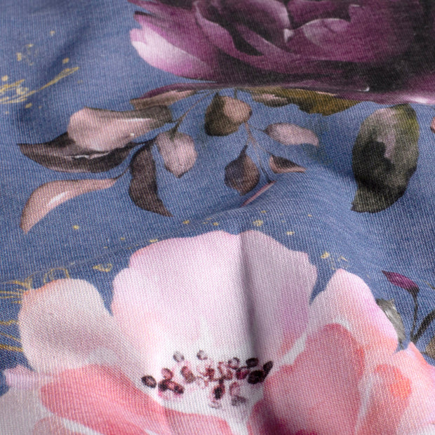 Jogging fabric Roses Steel Blue