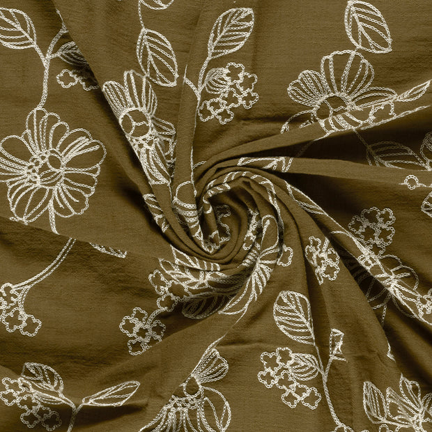  fabric Olive Green embroidered 