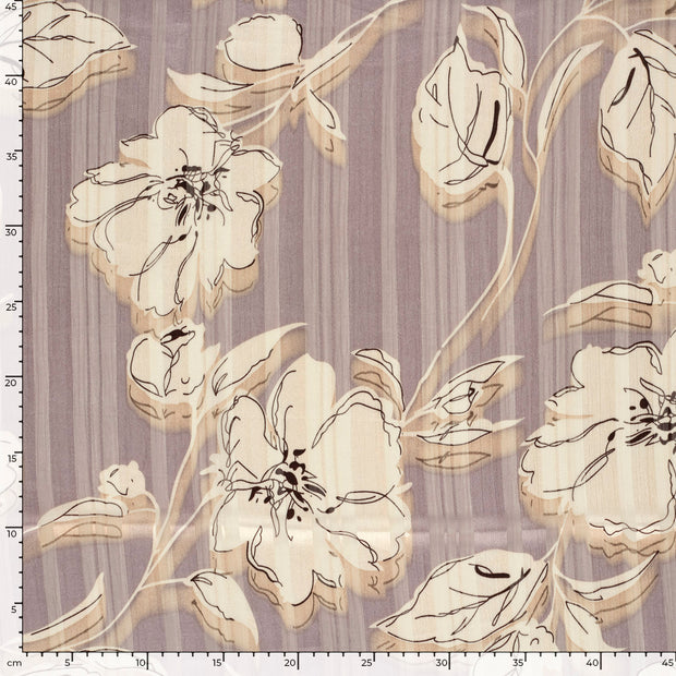 Chiffon fabrik Blumen Hellgrau