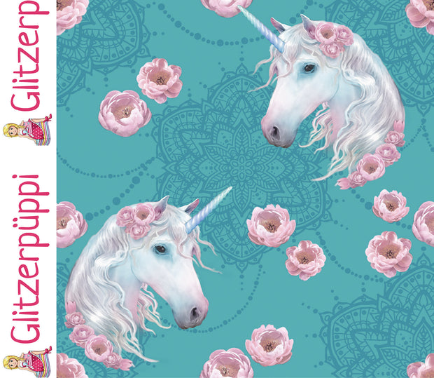 French Terry tissu Licorne Menthe foncée