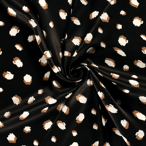 Viscose Satin tissu Noir imprimé 