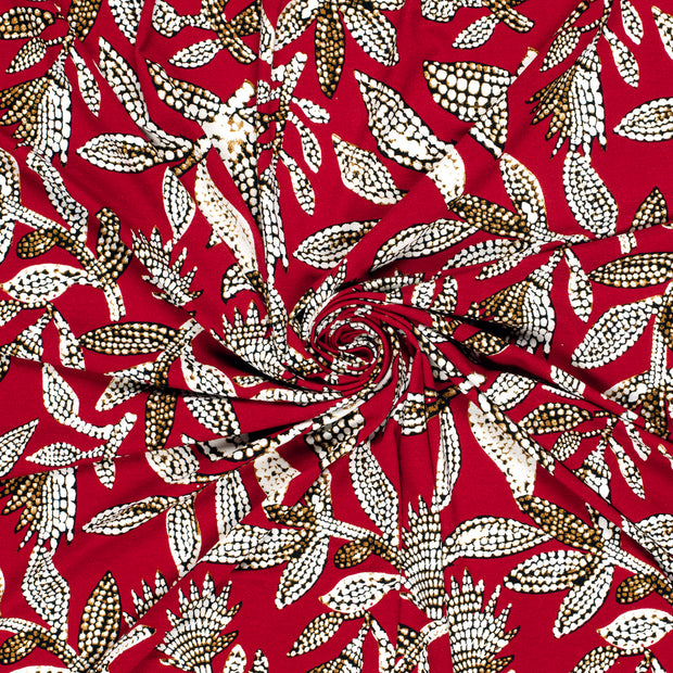 Viscose Jersey fabric Dark Red printed 