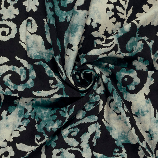 Viscose Twill fabrik Turquoise bedruckt 