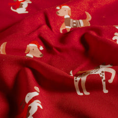 French Terry printed Christmas Red