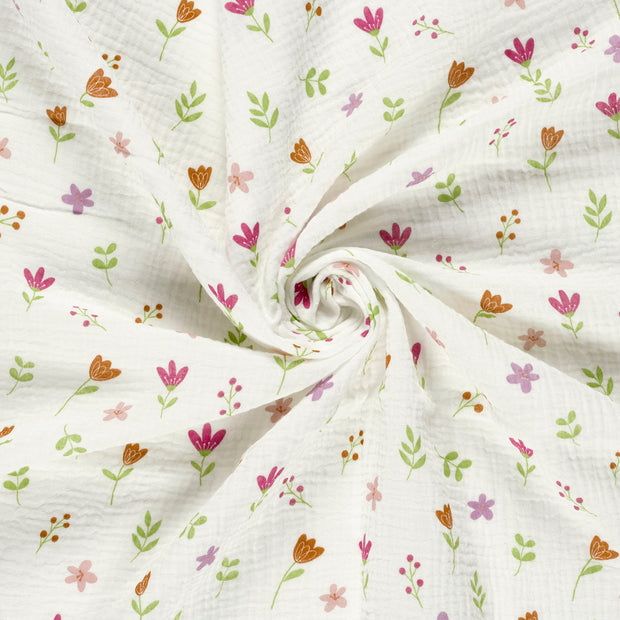 Muslin fabric Off White printed 