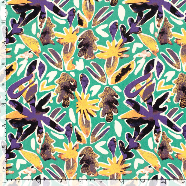 Borken Crepe fabric Abstract Petrol